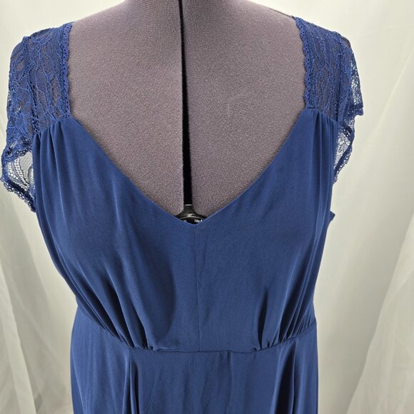 725-22 Torrid Navy Blue Lace Knee Length Cap sleeved dress Size 16 - Picture 3 of 13